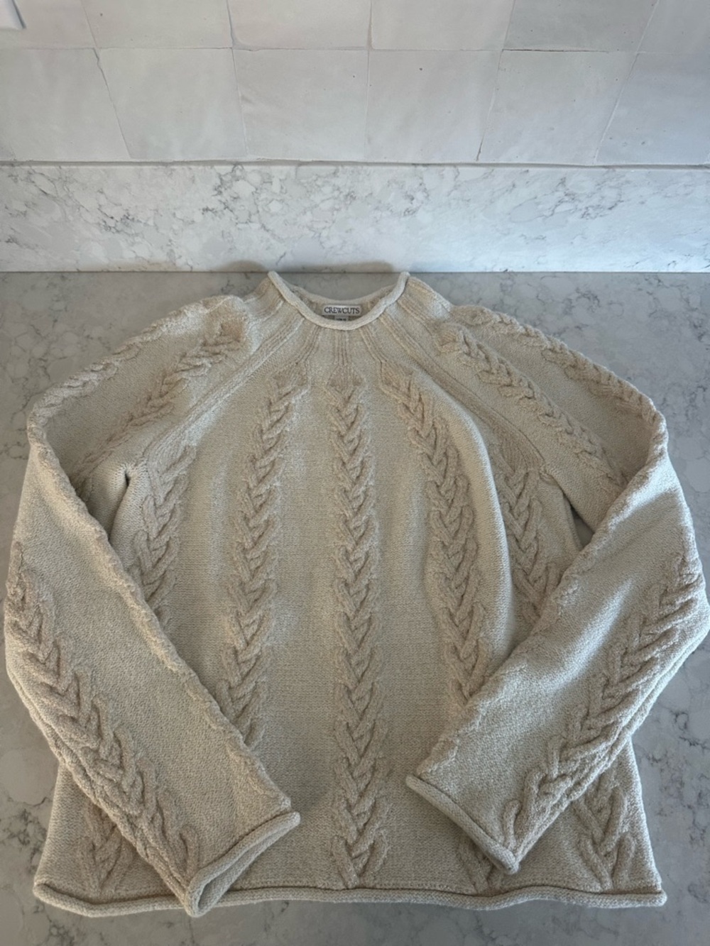 Girls Crewcuts Cream Cable Knit Pullover Sweater